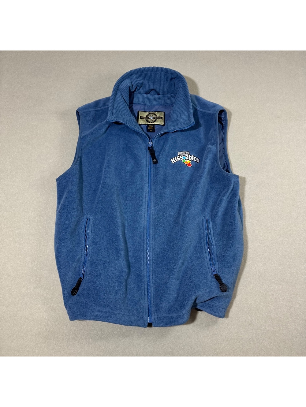 Vintage Hershey's Kissables Fleece Vest North End Promo Full Zip Blue Medium